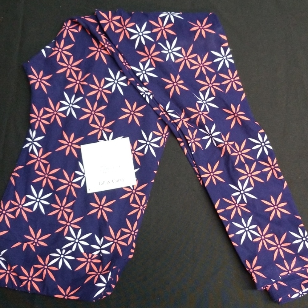 Navy and Coral Lularoe TC leggings NWT